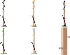 Garderobenständer Paperflow aus Massivholz Buche in Weiss mit Schirmhalter und Haken, Höhe: 180 cm, Breite: 35 cm, Tiefe: 35 cm - Bild 1