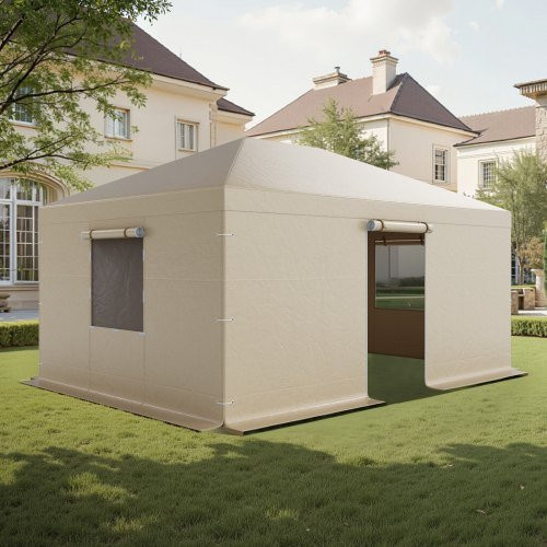 VEVOR Winterabdeckung für Hardtop-Pavillons mit Seitenwänden und Fenstern, B/T: 3,68 x 4,9 m, wetterfeste PE-Abdeckung - Bild 1