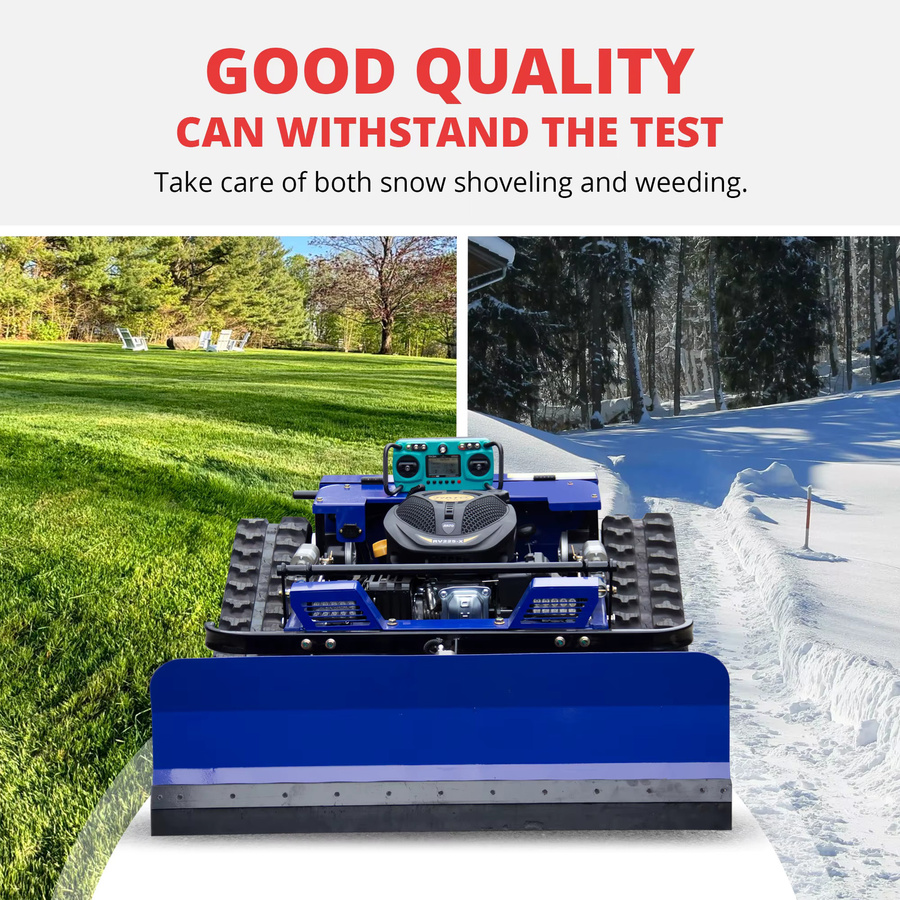 DEEPKRON RC-Rasenmäher mit Schneeschaufel, ferngesteuerter intelligenter Grasschneider mit wiederaufladbarem Akku, Blau - Bild 1