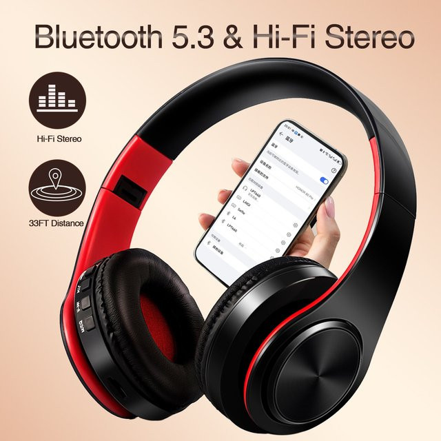 CATASSU Bluetooth Over-Ear Stereo Kopfhörer mit integriertem Mikrofon in Schwarz-Gold - Bild 1
