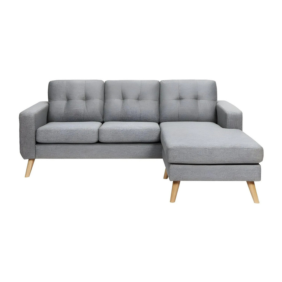 Vente-unique Sofa Bartolome Grau meliert, L-Form, Stoff, Breite: 198 cm - Bild 2
