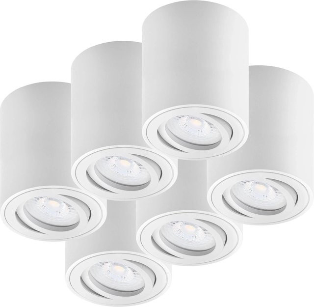 Oktaplex 6er Set Alu Deckenspots Lile M in Weiß mit schwenkbaren LED-Modulen, Warmweiß 3000K - Bild 1