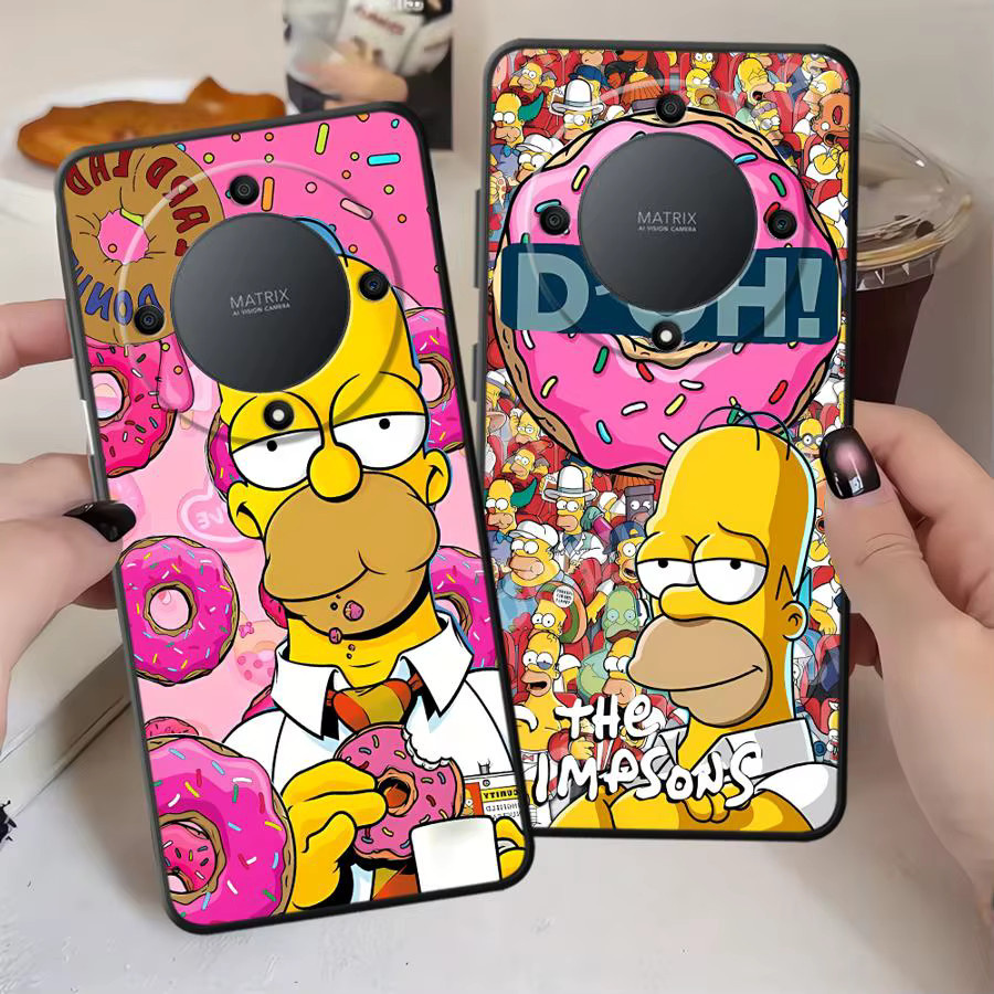 Schwarze Handyhülle mit Simpsons Donut Motiv für Honor 200 400 Lite 70 Magic 5 Lite X5b 8X X9a X7 X6 X8 90 S - Bild 3