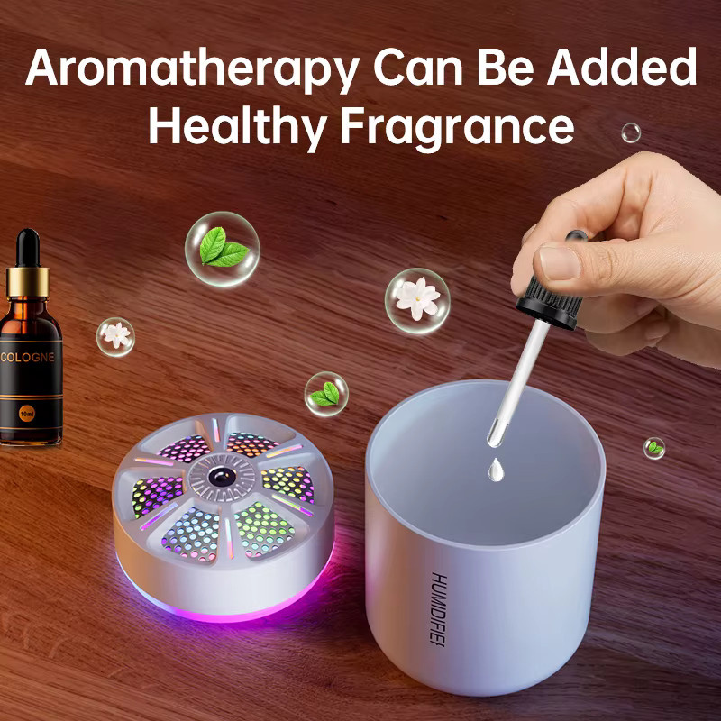 HAOYUNMA Aroma Diffusor und Mini-Luftbefeuchter mit Nachtlicht und Duftfach in Weiß - Bild 5