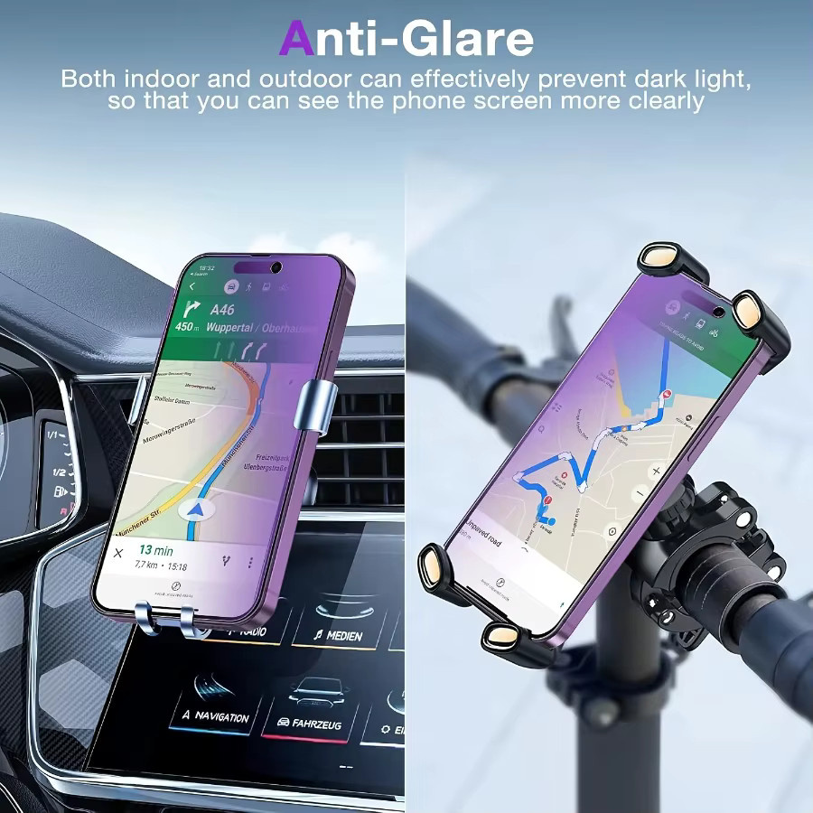 5 Stück Blaulicht-Displayschutzfolien aus gehärtetem Glas für iPhone 17 Pro/Pro Max/Air, 16, 15, 14, 13, 12, 11 in Transparent und Purple - Bild 3