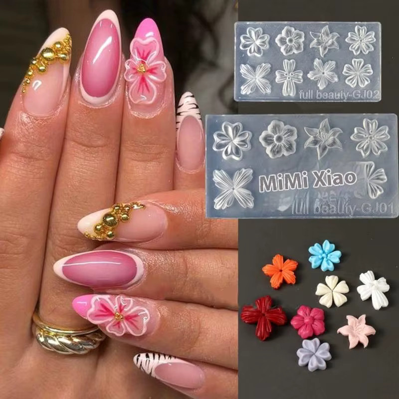 HNKMP Silikon Nail Art Formen, 3D Blume Lilie, 2er Set, Transparent - Bild 2