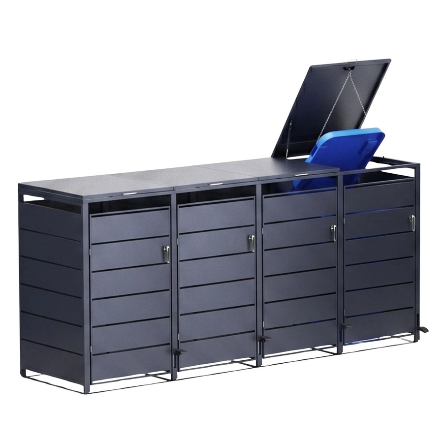osoltus Mülltonnenbox PedBox mit Pedal für 4 Mülltonnen, Anthrazit, verzinktes Alu, B/H: 286 x 116 cm - Bild 2