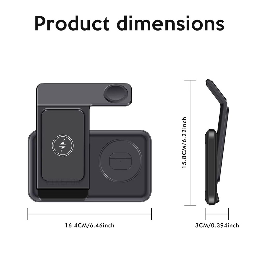 VIKEFON 3-in-1 Kabellose Ladestation für iPhone, Apple Watch und AirPods, Schneller Ladeständer für iOS-Geräte - Bild 5