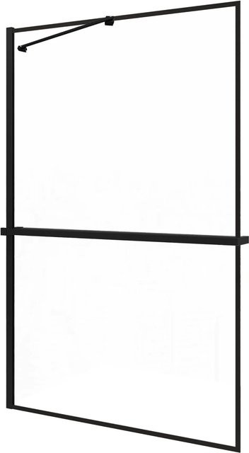 AICA Walk In Duschwand mit Aluminiumrahmen in Schwarz, B: 100 cm, H: 200 cm, 8mm NANO Glass mit Duschregal und Handtuchhalter - Bild 1