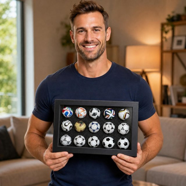 Hong Art Mini-Fußball-Sammlung Ausstellungsbox 15-teiliges Set Schwarz - Bild 1