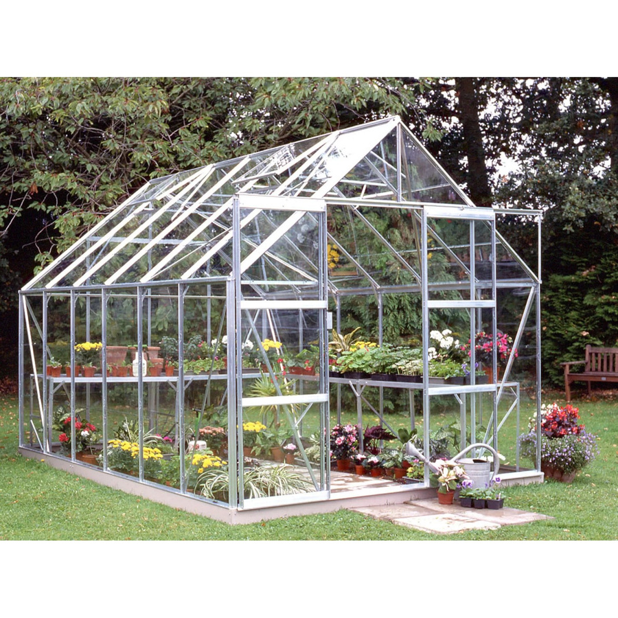 Halls Gewächshaus Magnum 128 aus Alu in Silber mit Sicherheitsglas und Doppelschiebetür, B/T: 257 x 384 cm - Bild 2