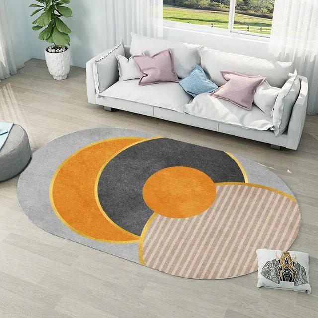 Karpetti Ovaler Teppich in Multicolour mit geometrischem Design, rutschfest und waschbar, B/T: 120 x 80 cm - Bild 1