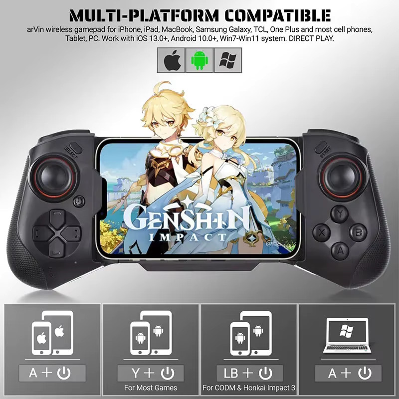 AyeBeau Bluetooth Gamepad Controller für iPhone und Android Smartphones in Schwarz - Bild 2