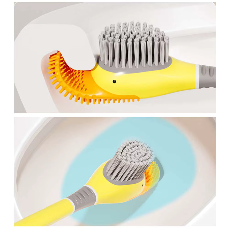 VIBRATITE Toilettenbürsten-Set Cute Duck aus Silikon in Weiß, 360° Tiefenreiniger für Bad und Wanne - Bild 4