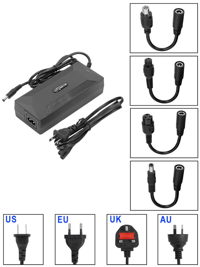Universelles 42V 2A Ladegerät mit 4 Steckern für Xiaomi M365 1S Pro Pro2 Elektroroller in Schwarz - Bild 5