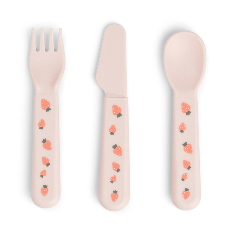 Done by Deer Foodie Besteck Set Tiny Farm für Babys in Pink aus Kunststoff - Bild 1