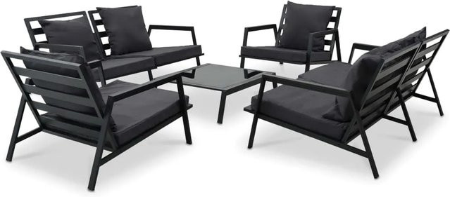 vidaXL 5-tlg. Garten-Lounge-Set in L-Form aus Aluminium mit Auflagen, Anthrazit/Schwarz - Bild 1