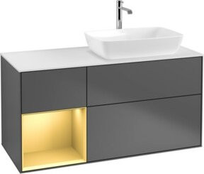 V&B Waschtischunterschrank Finion mit Wandbeleuchtung, Anthrazit lackiert, Breite: 120 cm, Höhe: 50,1 cm, Tiefe: 50,1 cm - Bild 1