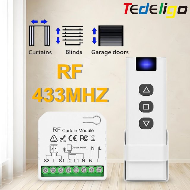 Tedeligo RF Vorhang Schalter 433 MHz für elektrische Rollos und Fensterläden, Farbe: Weiß - Bild 1