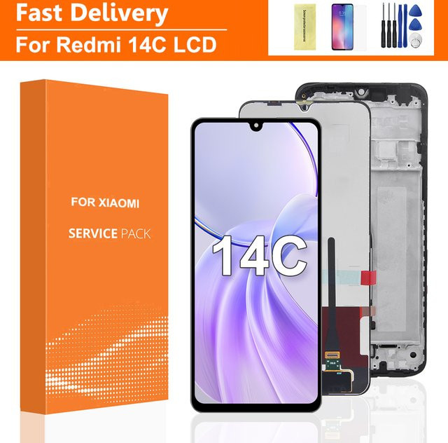 Xiaomi Redmi 14C LCD Display Bildschirm mit Touch Panel Digitizer und Rahmen in Schwarz, 6.88 Zoll - Bild 1