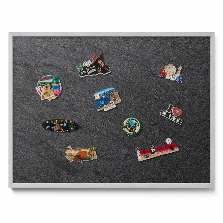 Tulup Magnettafel mit Steinmauerstruktur und silbernem Rahmen, B: 80 cm, H: 60 cm - Bild 2