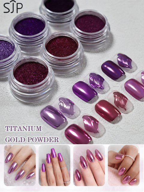 SJP Purple Series Nagelspiegel-Zauberpulver-Set, Metallic, 6-teilig - Bild 1