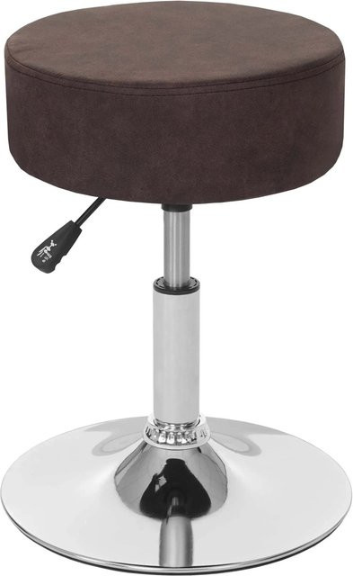 PROREGAL Hocker höhenverstellbar und drehbar in Dunkelbraun, Wildlederimitat Vintage, Durchmesser: 35 cm, Sitzhöhe: 43-55 cm - Bild 1
