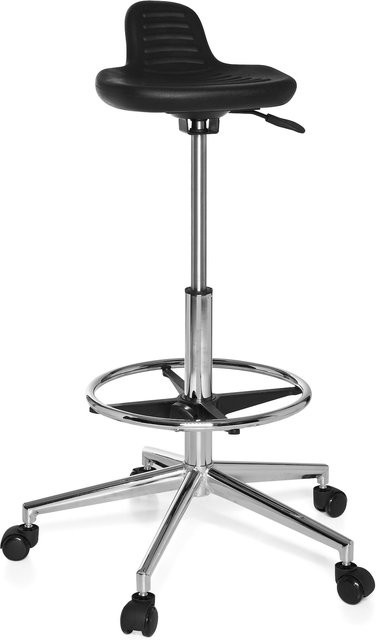 hjh OFFICE Drehhocker TOP WORK 03 in Schwarz aus Kunstleder ohne Armlehnen - Bild 1