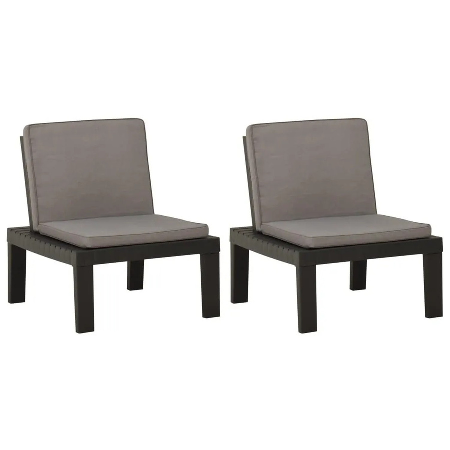 Furnicato Gartenstuhl-Set aus Kunststoff mit Auflagen, 2 Stück, Grau/Anthrazit - Bild 2