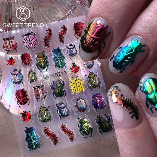 Sweet Trend Nagelaufkleber, 5D Insekten-Design mit Prägung - Bild 1