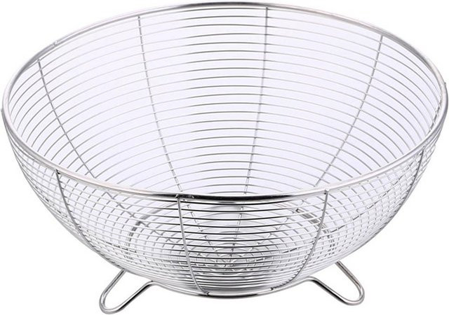 CosyHome Obstkorb aus Edelstahl als Dekoschale und Abtropfkorb für Obst und Gemüse in Weiß und Silber - Bild 1