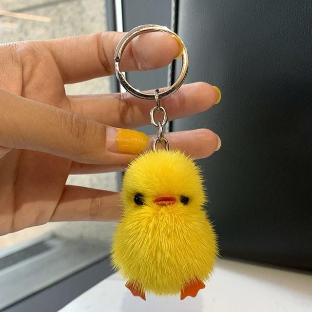 Linyi toy Schlüsselanhänger Ente, Nerzfell, Gelb, Damen - Bild 1
