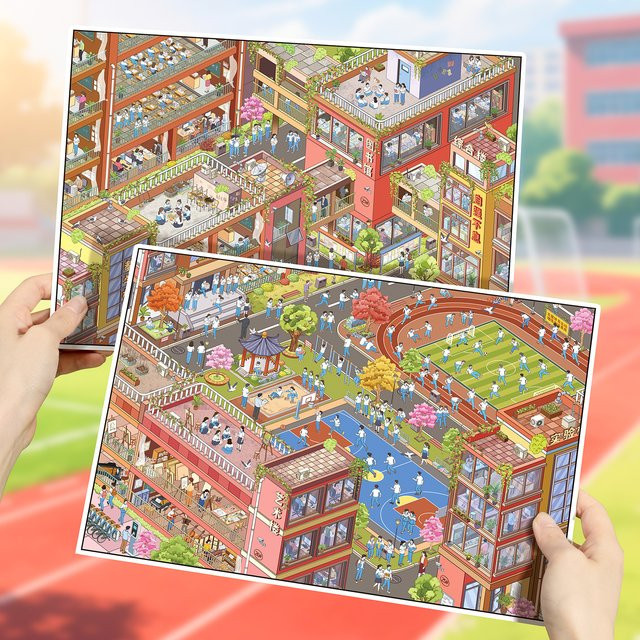 Mr.Paper Wasserfeste Miniatur-Diorama-Aufkleber im akademischen Stil, 4 Blatt/Packung, 3D-Sticker für Tagebücher und Scrapbooks, Mehrfarbig - Bild 1