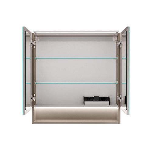 Fackelmann Spiegelschrank B.Paris in Cubanit Grau mit LED-Beleuchtung und Steckdose, B/T/H: 70 x 15,6 x 71,8 cm - Bild 2