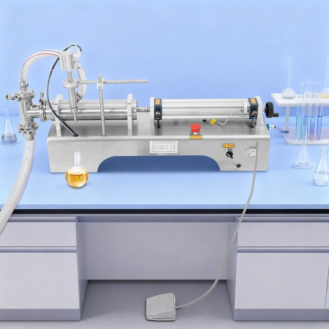 Bymaocar Pneumatische Flüssigkeitsabfüllmaschine in Silber aus Edelstahl, Automatischer horizontaler Füller für Honig und Parfüm, 100-1000ml - Bild 1