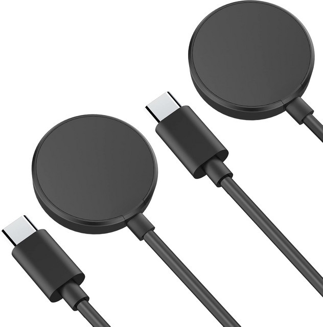 2er-Pack Samsung Ersatzladegerät USB-C Smartwatch Ladestation für Galaxy Watch 7, 6 Classic, 6, 5 Pro und 5 in Schwarz - Bild 1