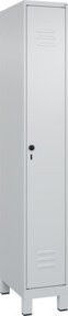 C+P Spind Classic PLUS Garderobenschrank aus Stahl in Grau mit 1 Abteil, Sicherheits-Drehriegel, 4 Garderobenhaken und Trennwand, H x B x T: 195 x 30 x 50 cm - Bild 1