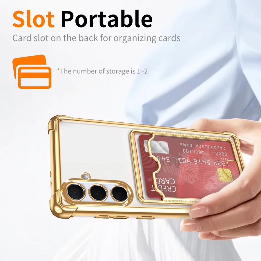 Glitzernde TPU Handyhülle mit Kartensteckplatz für Samsung Galaxy A56 A26 A16 A06 A05 A05S A12 A13 A14 A15 4G 5G in Transparent Gold - Bild 2