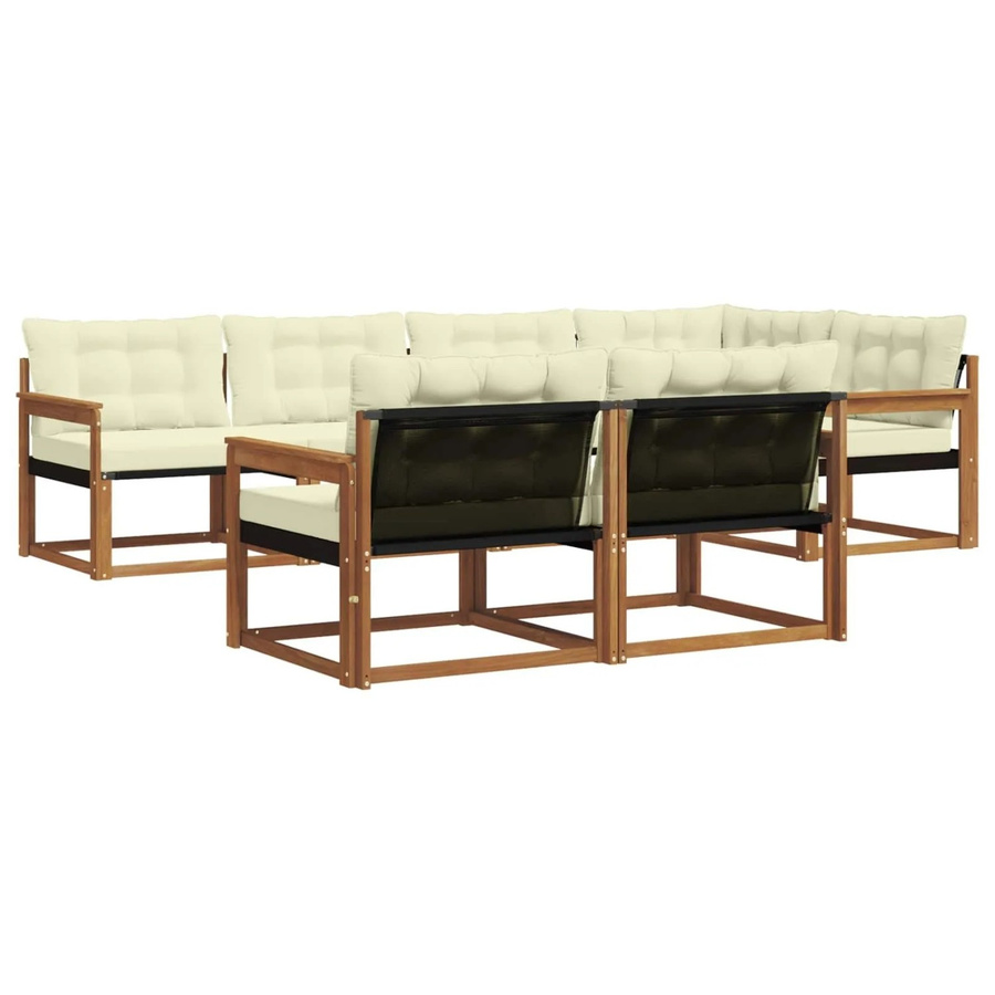 vidaXL Outdoor-Sofagarnitur 7-teilig aus Akazienholz mit Kissen in Natur und Beige - Bild 2