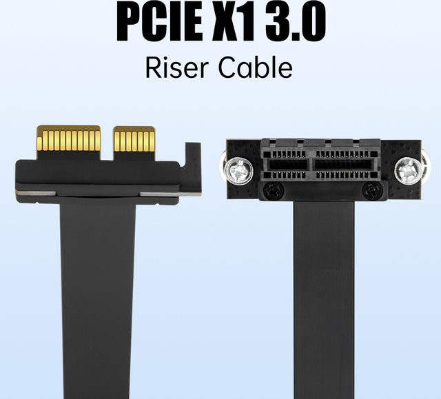 Fenvi PCIE 3.0 X1 Riser-Kabel 90 Grad Rechtwinkliges PCI Express X1 Verlängerungskabel Ribbon Extender Schwarz - Bild 1