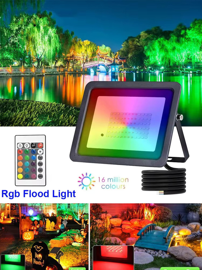LeiiGeeGo RGB Outdoor LED Flutlicht mit Fernbedienung, Wasserdichter Mehrfarben Scheinwerfer für den Garten, Schwarz - Bild 7