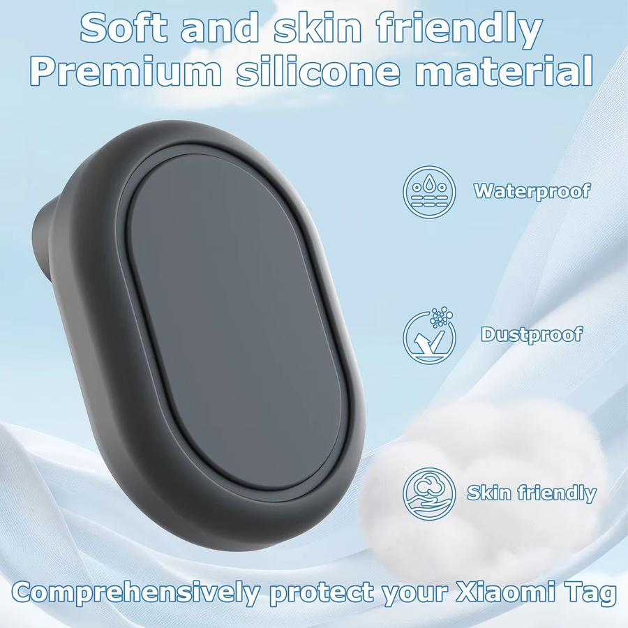 Kratzfeste Silikonhülle für Xiaomi Tag Tracker mit Sicherheitsnadeln als Brosche, Farbe: Schwarz - Bild 4