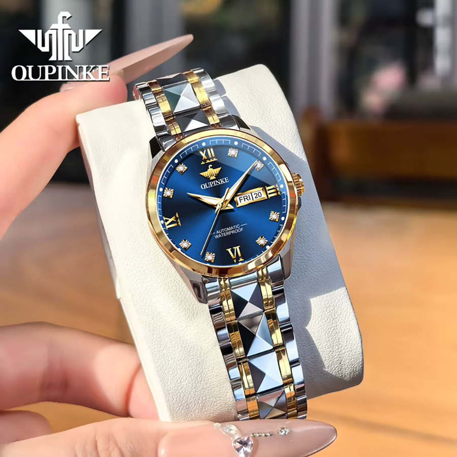 OUPINKE Armbanduhr Automatik, Edelstahl, Blau, Damen - Bild 2