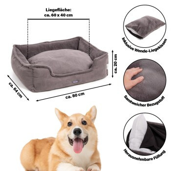 Wallace & Jones Hundebett Harmony M in Grau mit abnehmbarem Bezug und rutschfester Unterseite - Bild 3