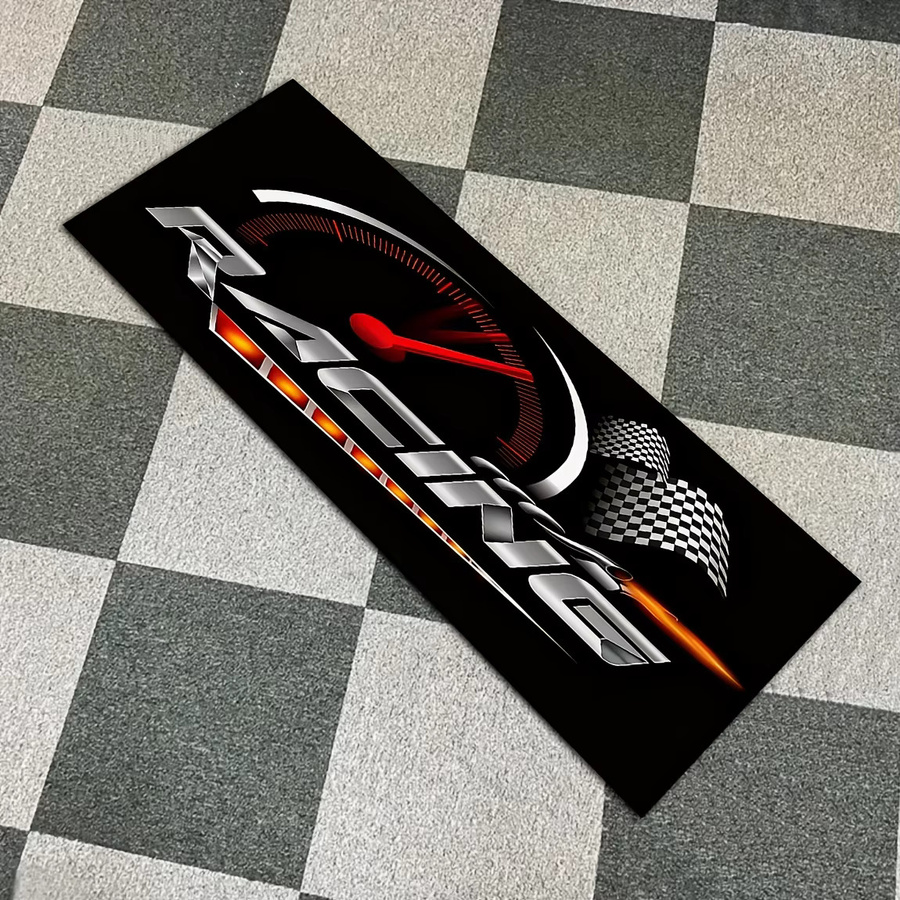 VIKAMA Motorrad-Bodenmatte mit Rennmuster in Schwarz, rutschfest und verschleißfest, B/T: 120,0 x 16,0 cm - Bild 4