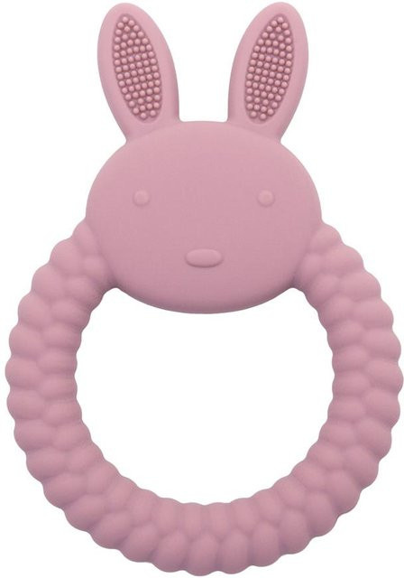 Musselin-Leben Baby Beißring Hase aus Silikon, BPA-frei, Pink - Bild 1