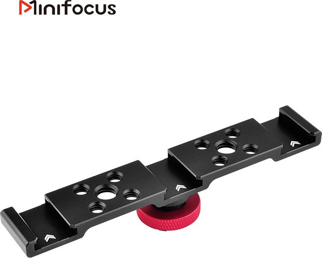 MINIFOCUS 3-in-1 Adapter für Kaltschuh-Montage mit Verlängerungsstange und Halterung für Kamera, Handy und Videoleuchte, Schwarz - Bild 1