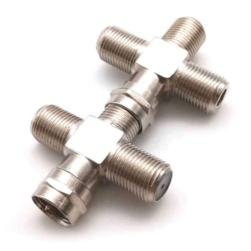 FRHY 2er-Set 4-Wege F-Typ Stecker Splitter Imperial System F-Buchse auf Stecker Adapter für Kabel TV und Satellit RG6 Koaxialkabel in Silber - Bild 2
