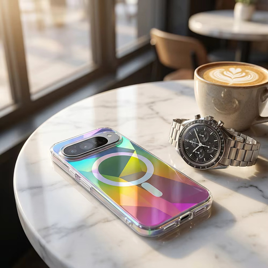 Transparente Schutzhülle mit Regenbogen-Magnet-Rückseite für Google Pixel 9 Pro und 9 Pro XL in Multicolour - Bild 5