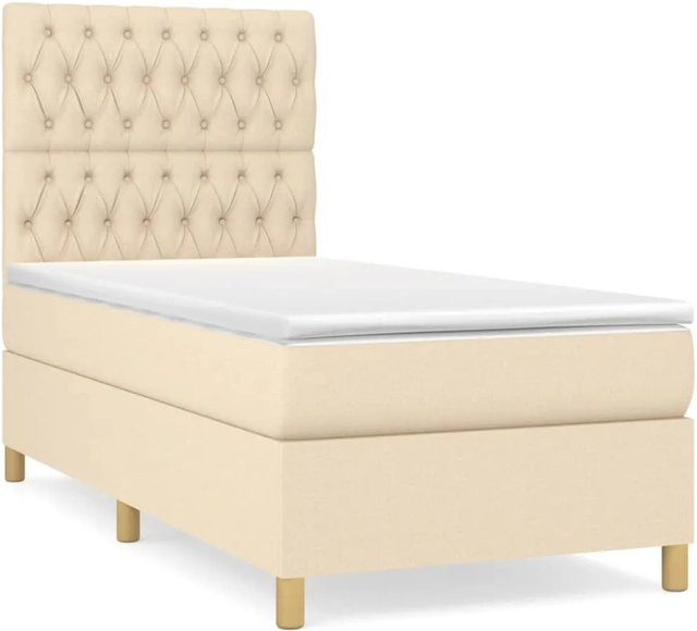 vidaXL Boxspringbett mit Matratze Hybrid, Beige, B/T/H: 90 x 190 cm - Bild 1